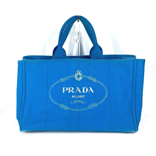 PRADA Tote Bag canvas blue Canapa logo