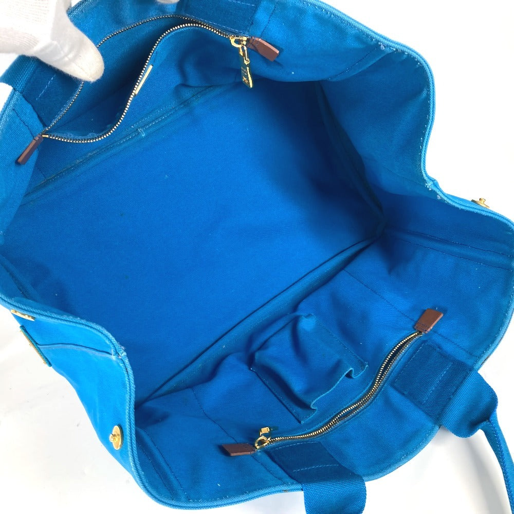 PRADA Tote Bag canvas blue Canapa logo