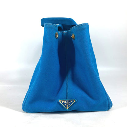 PRADA Tote Bag canvas blue Canapa logo