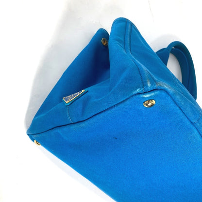 PRADA Tote Bag canvas blue Canapa logo