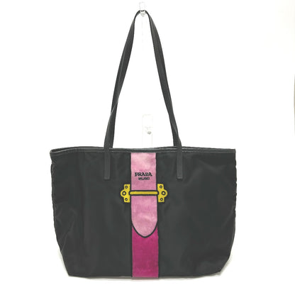PRADA Tote Bag 1BG065 Nylon, Velour black Kaye trompe l'oeil