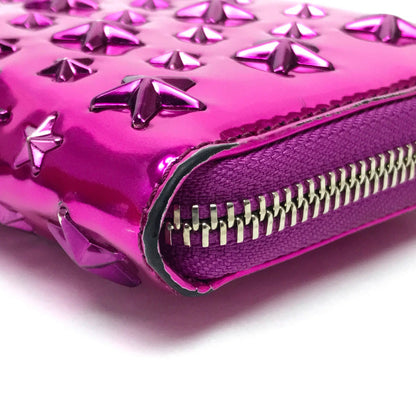 JIMMY CHOO Long Wallet Purse 163FILIPA.CIM Patent leather Metallic purple Star stud filipa Wallet unisex(Unisex) Used Authentic