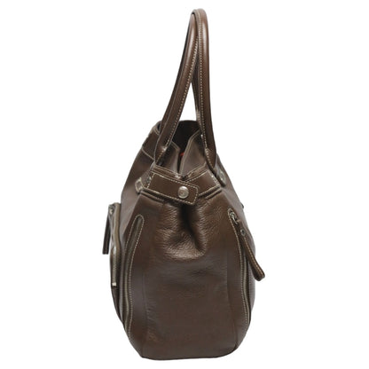 Longchamp Tote Bag Not specified Brown Handbag Long Shan Calfskin Women Used Authentic