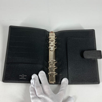 LOUIS VUITTON Notebook cover R20222 Taiga Leather black Taiga Agenda MM