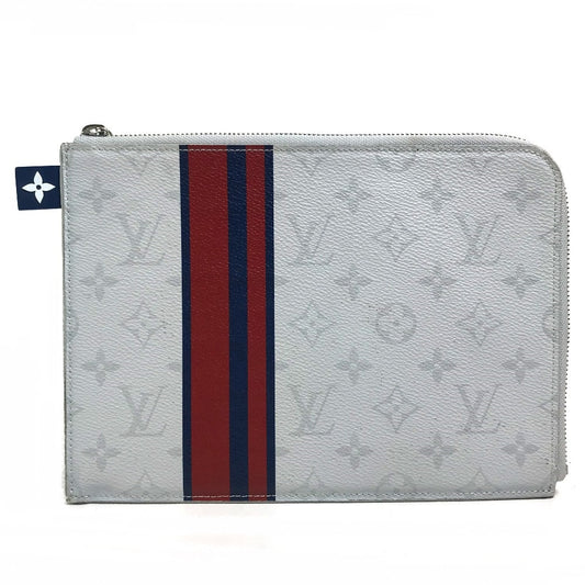 LOUIS VUITTON Clutch bag M61745 Monogram canvas Gray x red x navy Monogram white Pochette Jules PM
