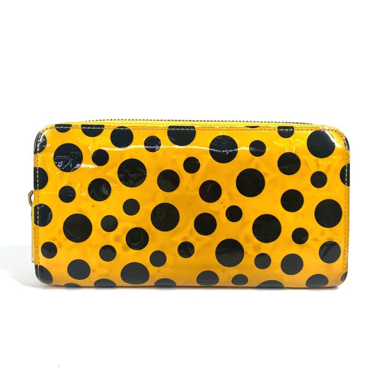 LOUIS VUITTON Long Wallet Purse M91571 Patent leather yellow Yayoi Kusama Vernis Dot Infinity Zippy wallet