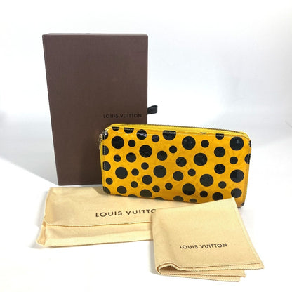 LOUIS VUITTON Long Wallet Purse M91571 Patent leather yellow Yayoi Kusama Vernis Dot Infinity Zippy wallet