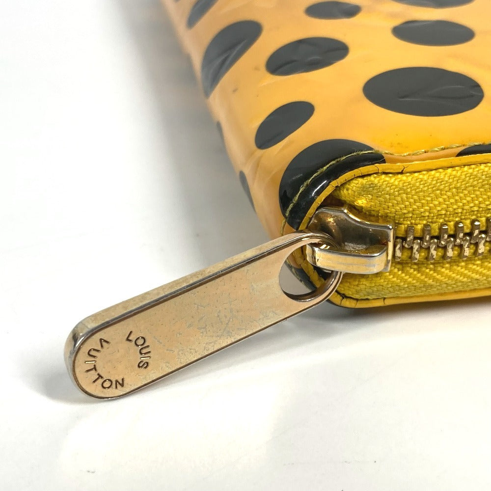 LOUIS VUITTON Long Wallet Purse M91571 Patent leather yellow Yayoi Kusama Vernis Dot Infinity Zippy wallet