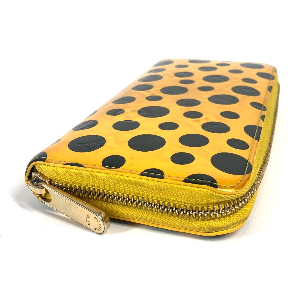 LOUIS VUITTON Long Wallet Purse M91571 Patent leather yellow Yayoi Kusama Vernis Dot Infinity Zippy wallet