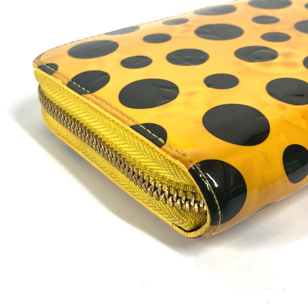 LOUIS VUITTON Long Wallet Purse M91571 Patent leather yellow Yayoi Kusama Vernis Dot Infinity Zippy wallet