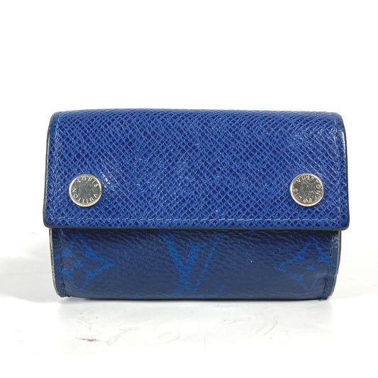 LOUIS VUITTON Trifold wallet M67620 Taiga Leather, Monogram Canvas blue Taigalama Discovery Compact Wallet