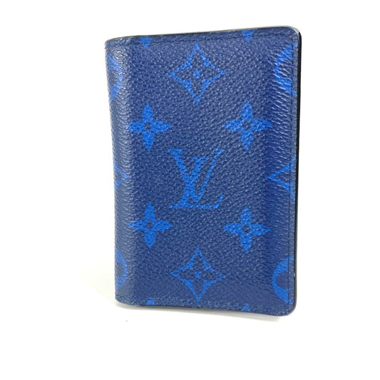 LOUIS VUITTON Card Case M30301 Taiga Leather, Monogram Canvas blue Taigalama Organizer De Poch