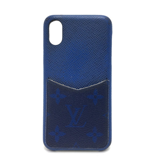 LOUIS VUITTON iPhone case M67680 Taiga Leather, Monogram Canvas blue Taigalama IPHONE / Bumper XS