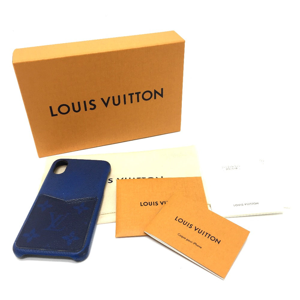 LOUIS VUITTON iPhone case M67680 Taiga Leather, Monogram Canvas blue Taigalama IPHONE / Bumper XS