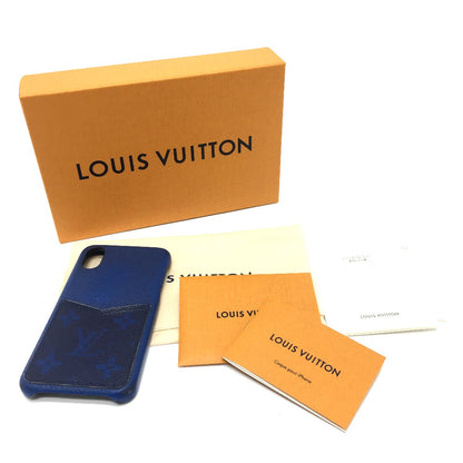 LOUIS VUITTON iPhone case M67680 Taiga Leather, Monogram Canvas blue Taigalama IPHONE / Bumper XS