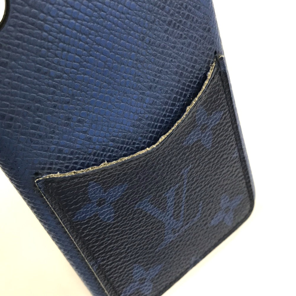LOUIS VUITTON iPhone case M67680 Taiga Leather, Monogram Canvas blue Taigalama IPHONE / Bumper XS