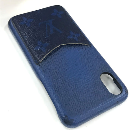 LOUIS VUITTON iPhone case M67680 Taiga Leather, Monogram Canvas blue Taigalama IPHONE / Bumper XS