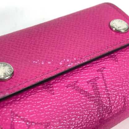 LOUIS VUITTON Trifold wallet M30773 Taiga Leather, Monogram Canvas pink Taigalama Discovery compact wallet