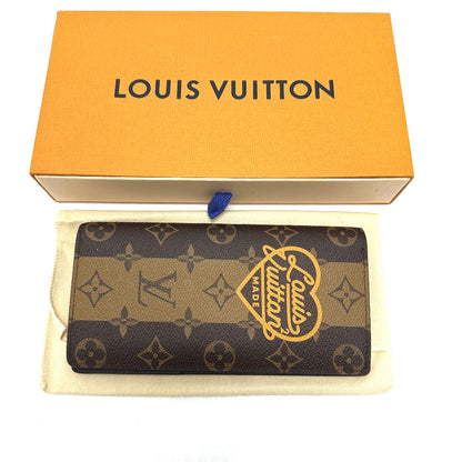 LOUIS VUITTON Long Wallet Purse M81008  Monogram canvas Brown Monogram NIGO collaboration Portefeuille Brazza mens Used Authentic