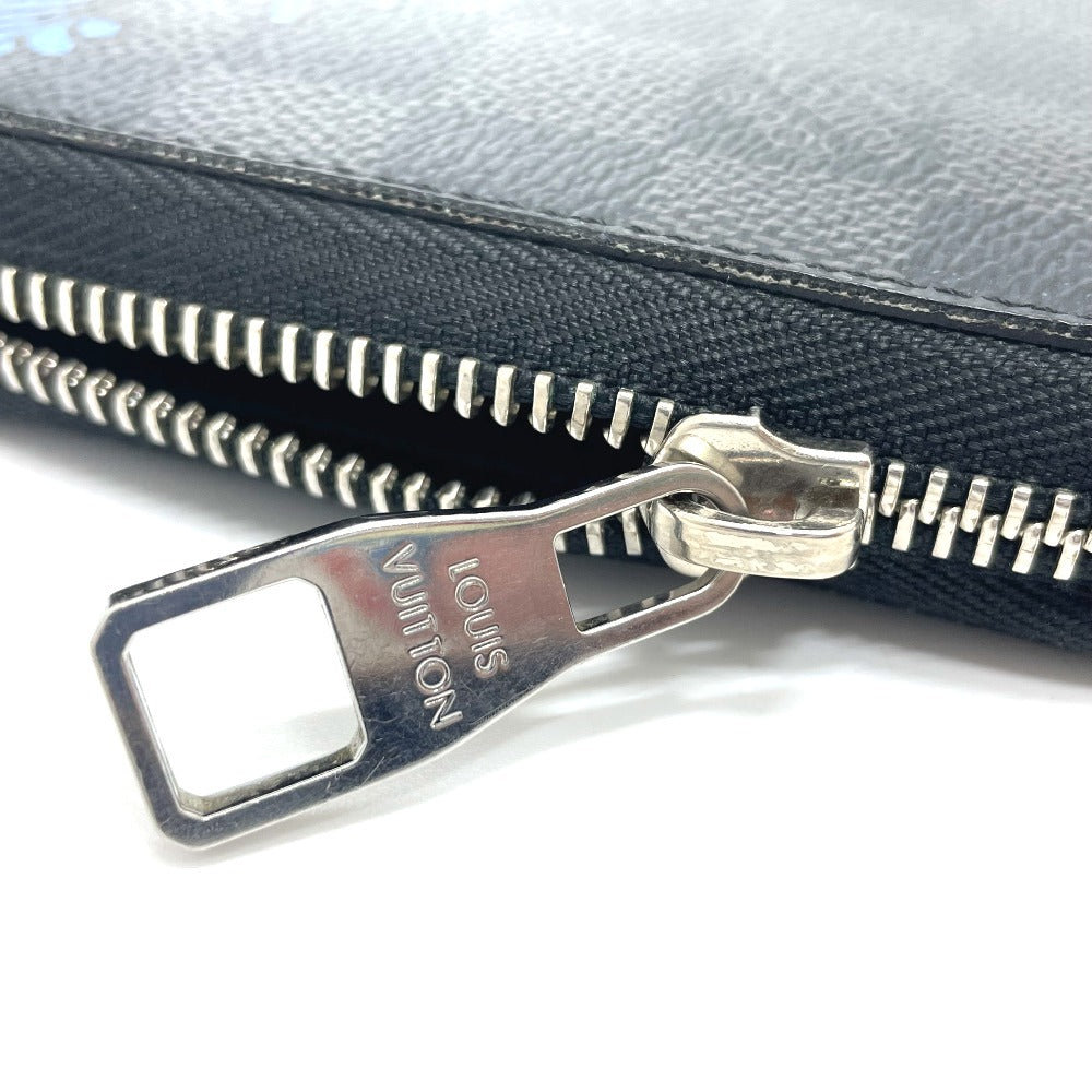 LOUIS VUITTON Long Wallet Purse N41683 Damier Grafitto Canvas Black x blue Damier Grafitte Christopher nemes mens Used Authentic