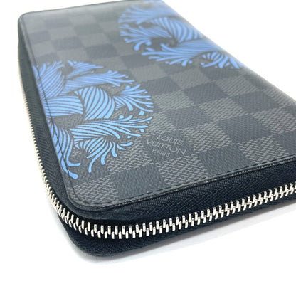 LOUIS VUITTON Long Wallet Purse N41683 Damier Grafitto Canvas Black x blue Damier Grafitte Christopher nemes mens Used Authentic