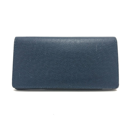 LOUIS VUITTON Long Wallet Purse M64010 Taiga Leather blue Taiga Stripe Portefeuille Brother
