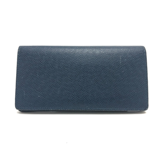 LOUIS VUITTON Long Wallet Purse M64010 Taiga Leather blue Taiga Stripe Portefeuille Brother