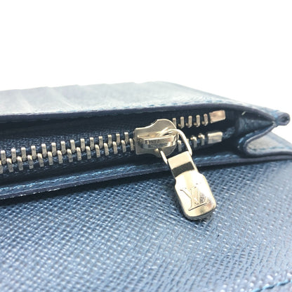 LOUIS VUITTON Long Wallet Purse M64010 Taiga Leather blue Taiga Stripe Portefeuille Brother
