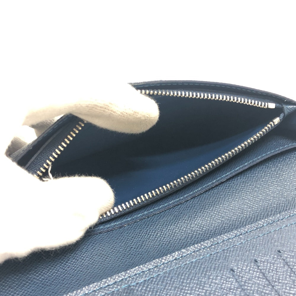 LOUIS VUITTON Long Wallet Purse M64010 Taiga Leather blue Taiga Stripe Portefeuille Brother