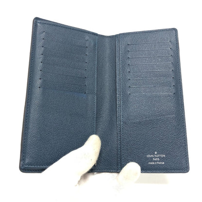 LOUIS VUITTON Long Wallet Purse M64010 Taiga Leather blue Taiga Stripe Portefeuille Brother