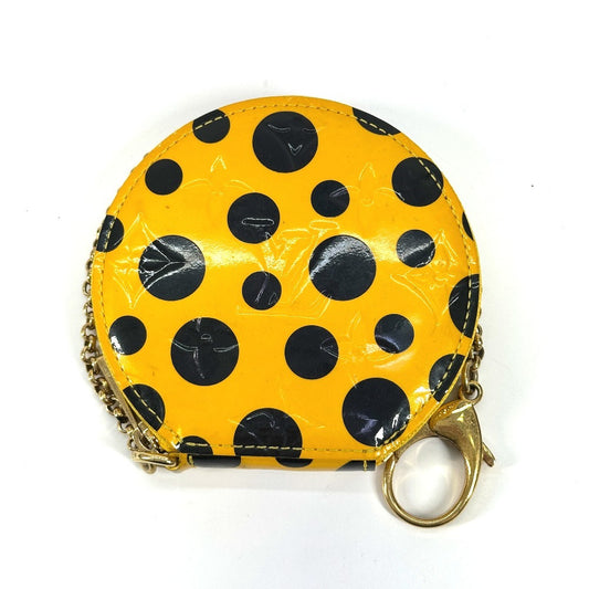 LOUIS VUITTON Coin case M91569 Patent leather yellow Vernis Yayoi Kusama collaboration Porto Monet Chapeau