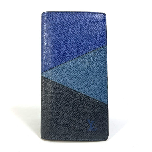 LOUIS VUITTON Long Wallet Purse M30713 Taiga Leather Navy Taiga V Portefeuille Blaza NM