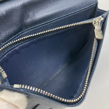 LOUIS VUITTON Long Wallet Purse M30713 Taiga Leather Navy Taiga V Portefeuille Blaza NM
