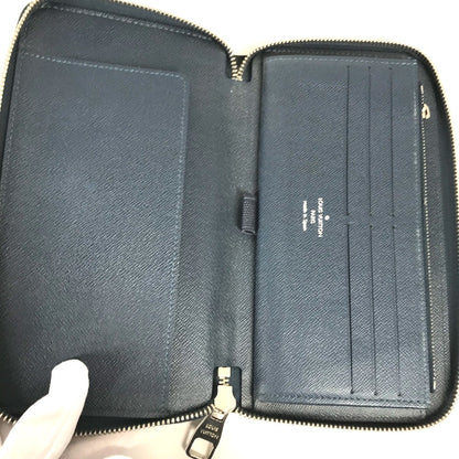 LOUIS VUITTON Long Wallet Purse M30515 Taiga Leather blue Taiga Zippy Organizer