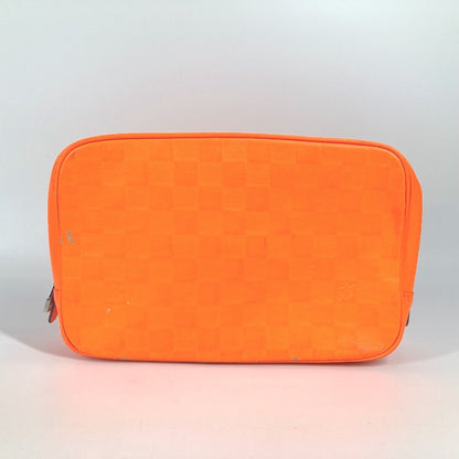 LOUIS VUITTON Pouch N23348 Damier Anfini Leather Orange Damier Anfini Truth Cracking T