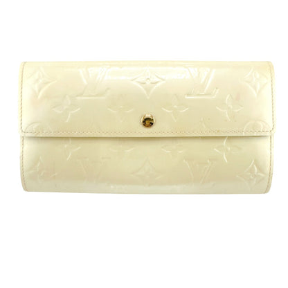 LOUIS VUITTON Long Wallet Purse M91382 Monogram Vernis Cream white Vernis Pochette Portomonnaie Credit Perle