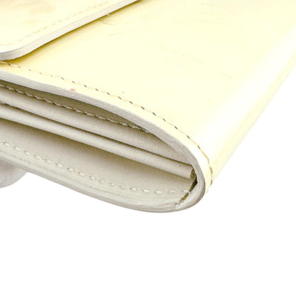 LOUIS VUITTON Long Wallet Purse M91382 Monogram Vernis Cream white Vernis Pochette Portomonnaie Credit Perle