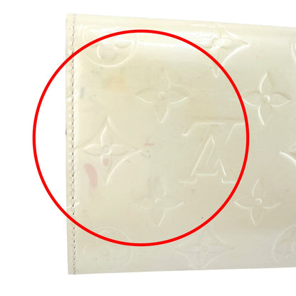 LOUIS VUITTON Long Wallet Purse M91382 Monogram Vernis Cream white Vernis Pochette Portomonnaie Credit Perle