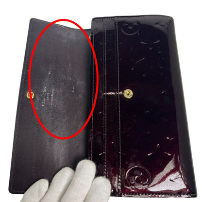 LOUIS VUITTON Long Wallet Purse M93524 Monogram Vernis Amarrant Vernis With 2-fold zipper