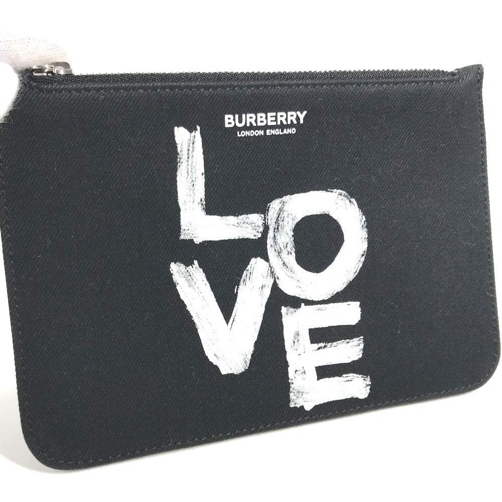 BURBERRY Pouch 8037549 canvas black logo LOVE