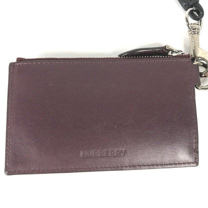 BURBERRY Coin case leather Purple type Wallet Coin Pocket With TB strap