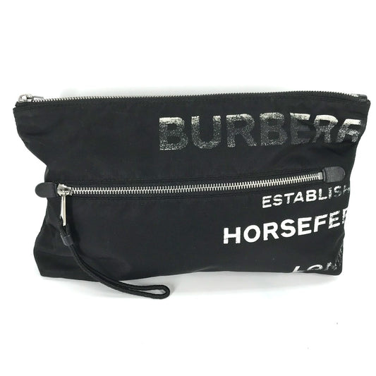 BURBERRY Clutch bag 8014756 Nylon black Horse ferry HORSEFERRY