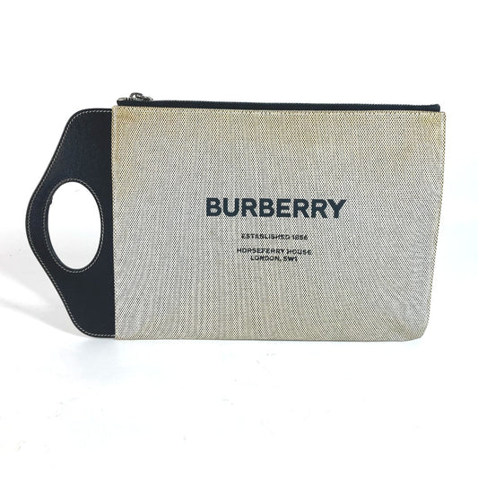 BURBERRY Clutch bag Leather / canvas gray logo