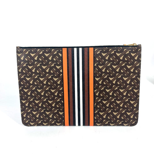 BURBERRY Clutch bag leather Brown TB logo
