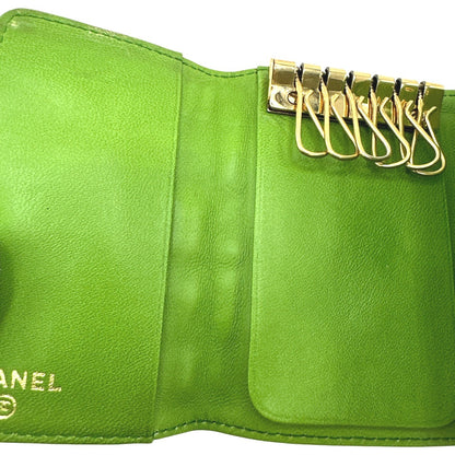 CHANEL Key case Key holder  leather green 6-key case Key holder Icon line
