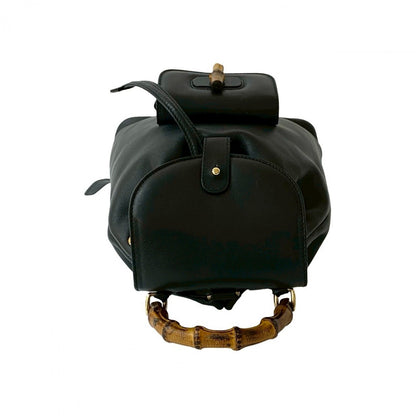 GUCCI Backpack leather black Bamboo
