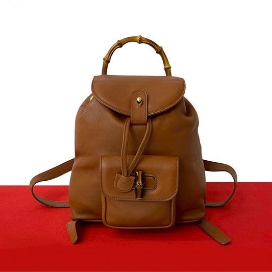 GUCCI Backpack leather Brown Bamboo