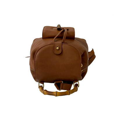 GUCCI Backpack leather Brown Bamboo
