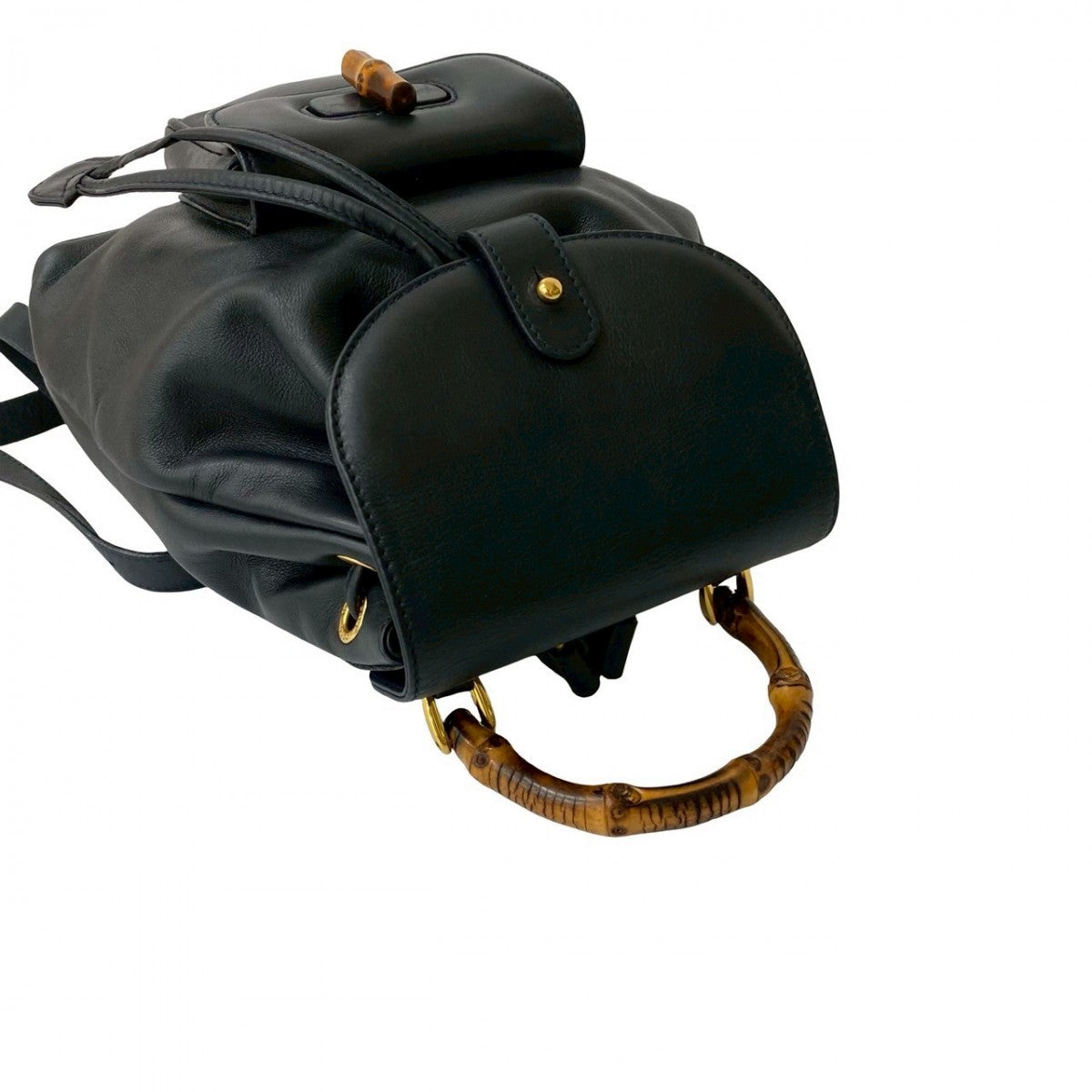 GUCCI Backpack leather Navy Bamboo
