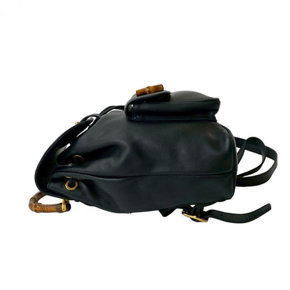 GUCCI Backpack leather Navy Bamboo